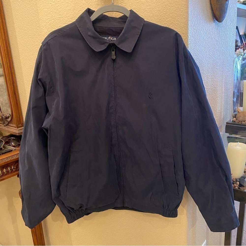 Vintage NAUTICA Men Navy Harrington Zipped Jacket Size Large